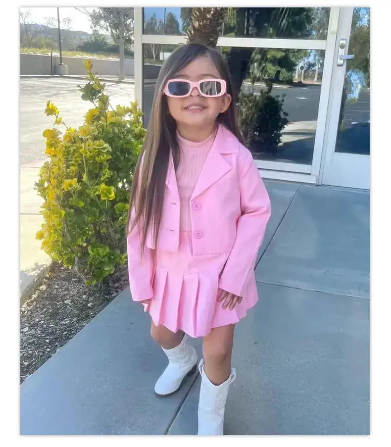 Young Girl Pink Skirted Jacket & Boots Set — feature 22