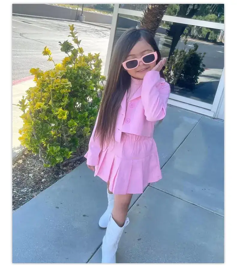 Young Girl Pink Skirted Jacket & Boots Set — feature 23