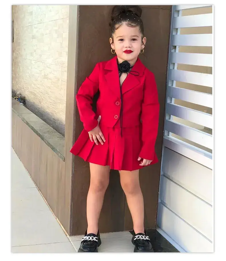 Young Girl Pink Skirted Jacket & Boots Set — feature 31