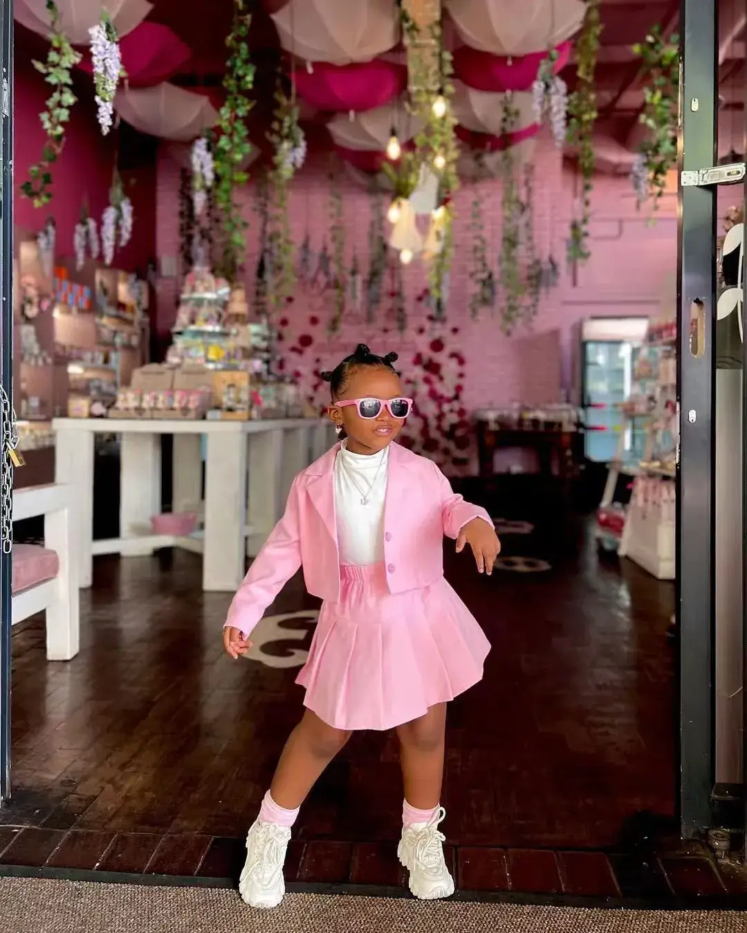 Young Girl Pink Skirted Jacket & Boots Set
