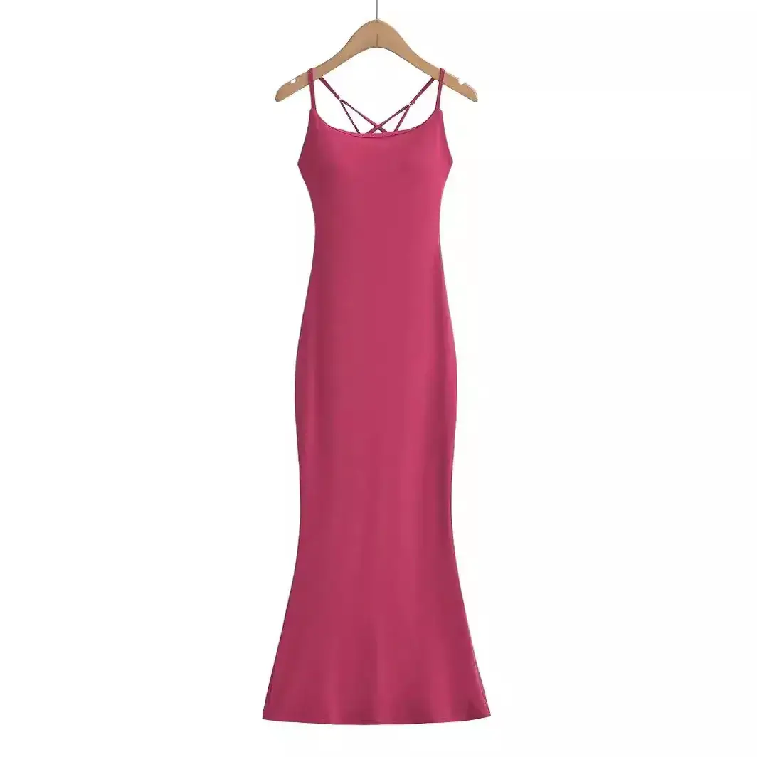 Sexy Cross Backless Dress Women Slim Fit Hip Fishtail Slip Dress - Image 8