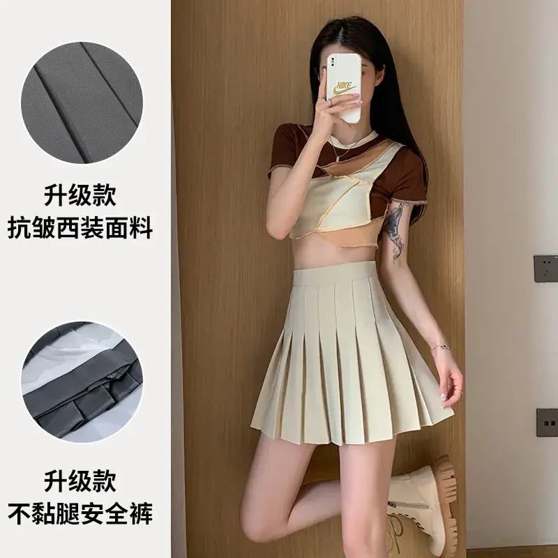 Women Pleated Skirt Set Navy Blue Anti-Wrinkle Spring Fall - Image 12