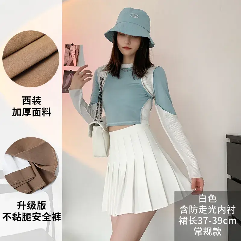 Women Pleated Skirt Set Navy Blue Anti-Wrinkle Spring Fall - Image 2