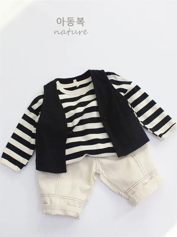 Girls Striped Long Sleeve T-Shirt A-Class Korean Style