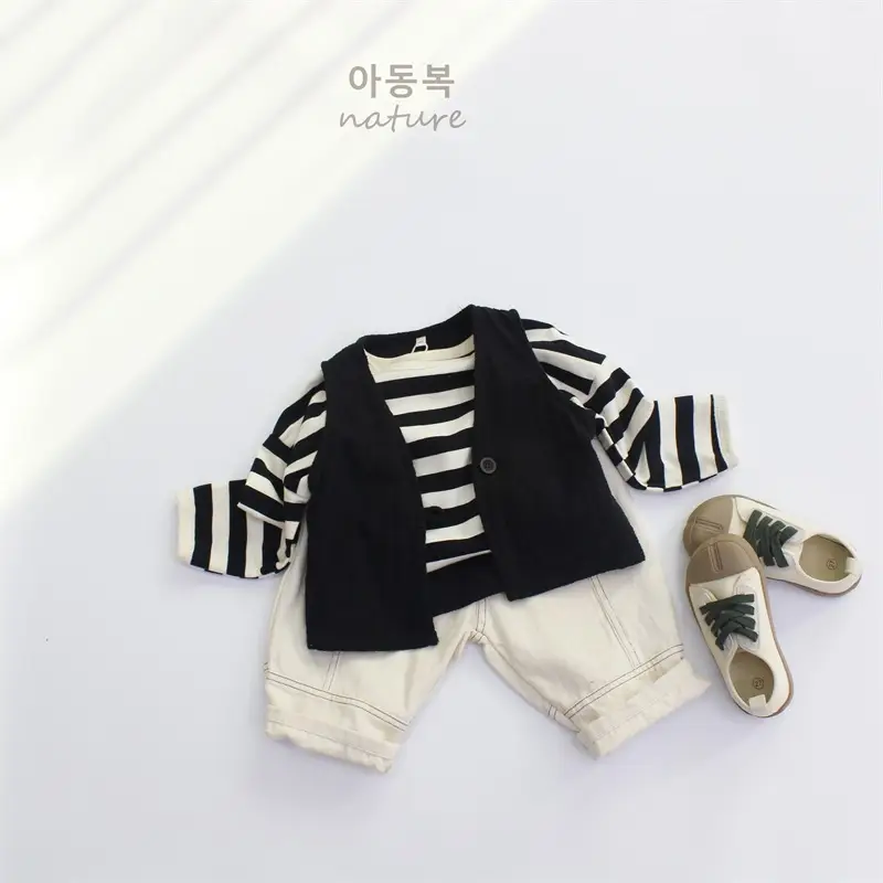 Girls Striped Long Sleeve T-Shirt A-Class Korean Style — feature 10