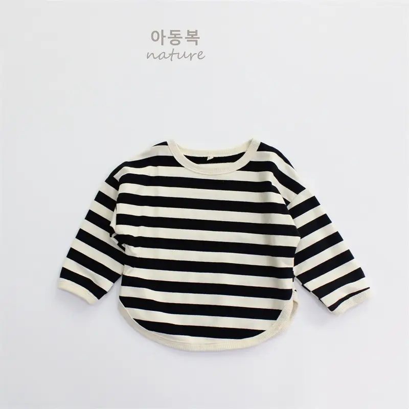 Girls Striped Long Sleeve T-Shirt A-Class Korean Style — feature 12