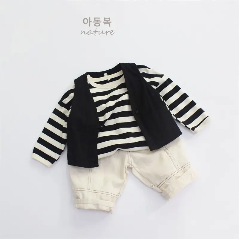 Girls Striped Long Sleeve T-Shirt A-Class Korean Style — feature 8