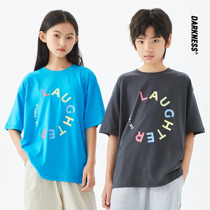 Kids Laughing Outershot T-Shirts Blue Gray Medium to XL - Image 2