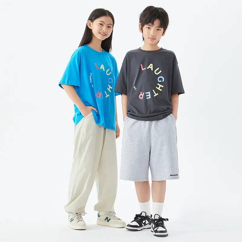 Kids Laughing Outershot T-Shirts Blue Gray Medium to XL - Image 4
