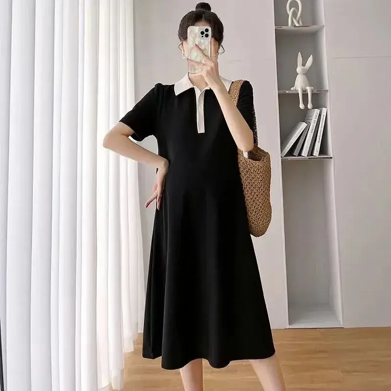 Pregnant Women Dress Short Sleeve Polo Skirt - Image 11