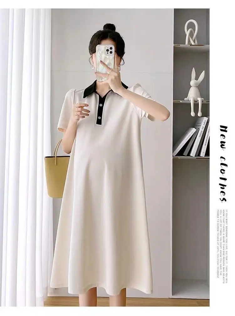 Pregnant Women Dress Short Sleeve Polo Skirt — feature 10