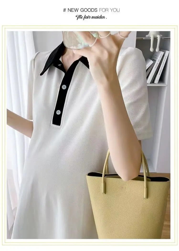 Pregnant Women Dress Short Sleeve Polo Skirt — feature 11