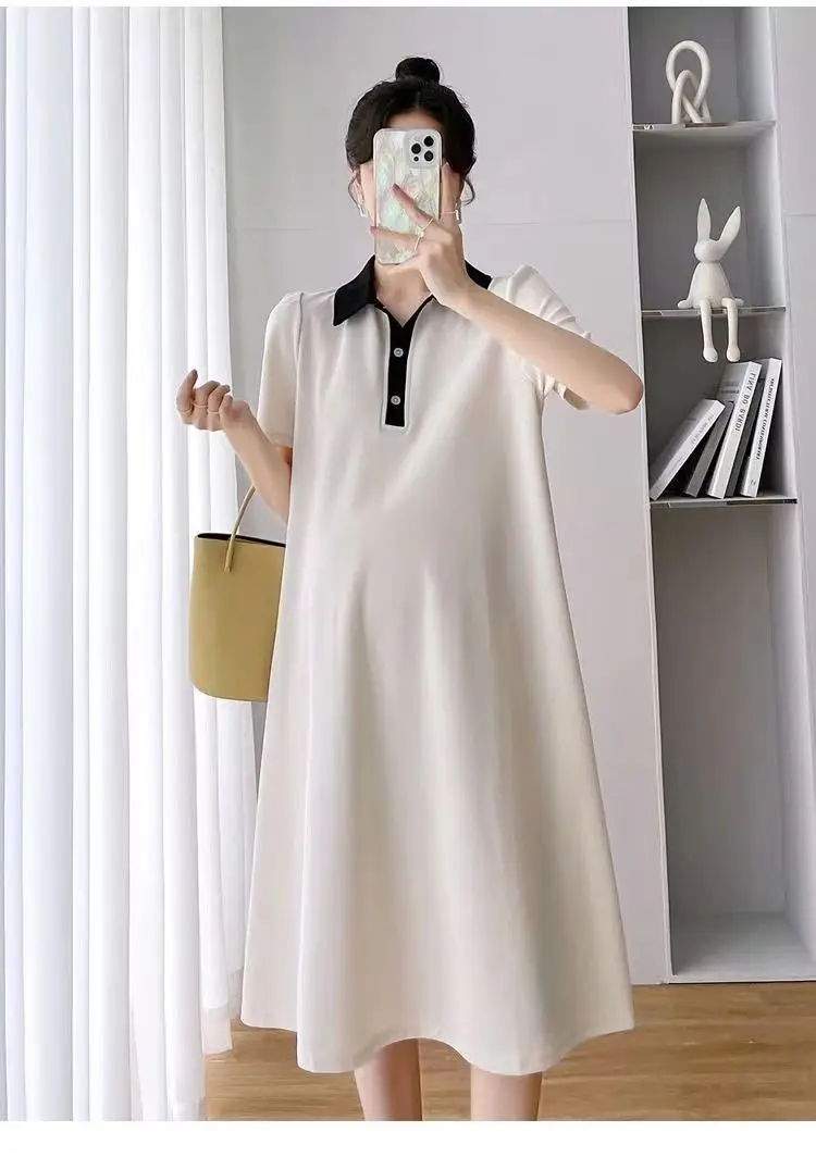 Pregnant Women Dress Short Sleeve Polo Skirt — feature 13