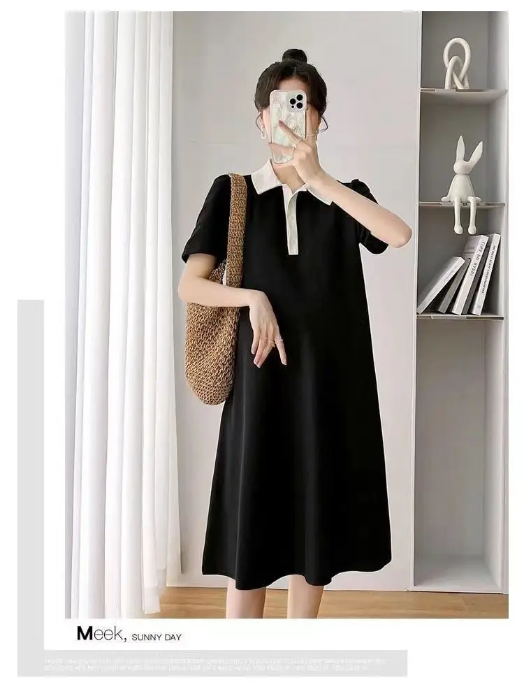 Pregnant Women Dress Short Sleeve Polo Skirt — feature 15