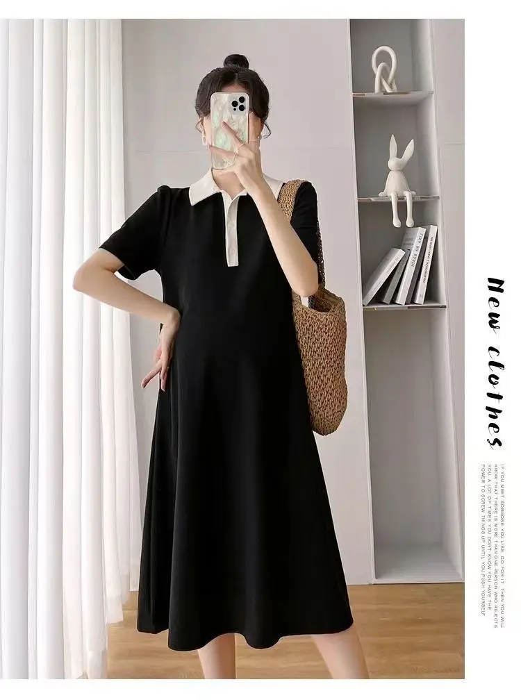 Pregnant Women Dress Short Sleeve Polo Skirt — feature 16