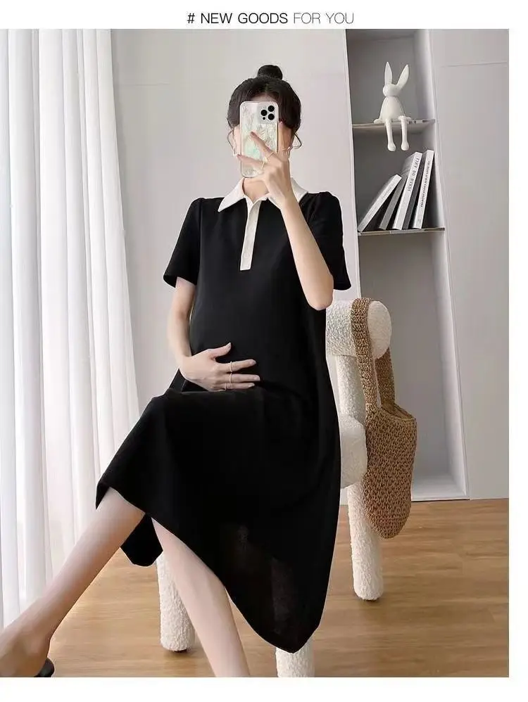 Pregnant Women Dress Short Sleeve Polo Skirt — feature 18