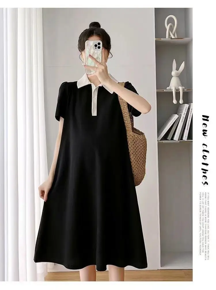 Pregnant Women Dress Short Sleeve Polo Skirt — feature 19