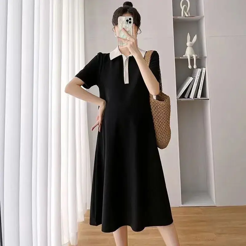 Pregnant Women Dress Short Sleeve Polo Skirt — feature 2