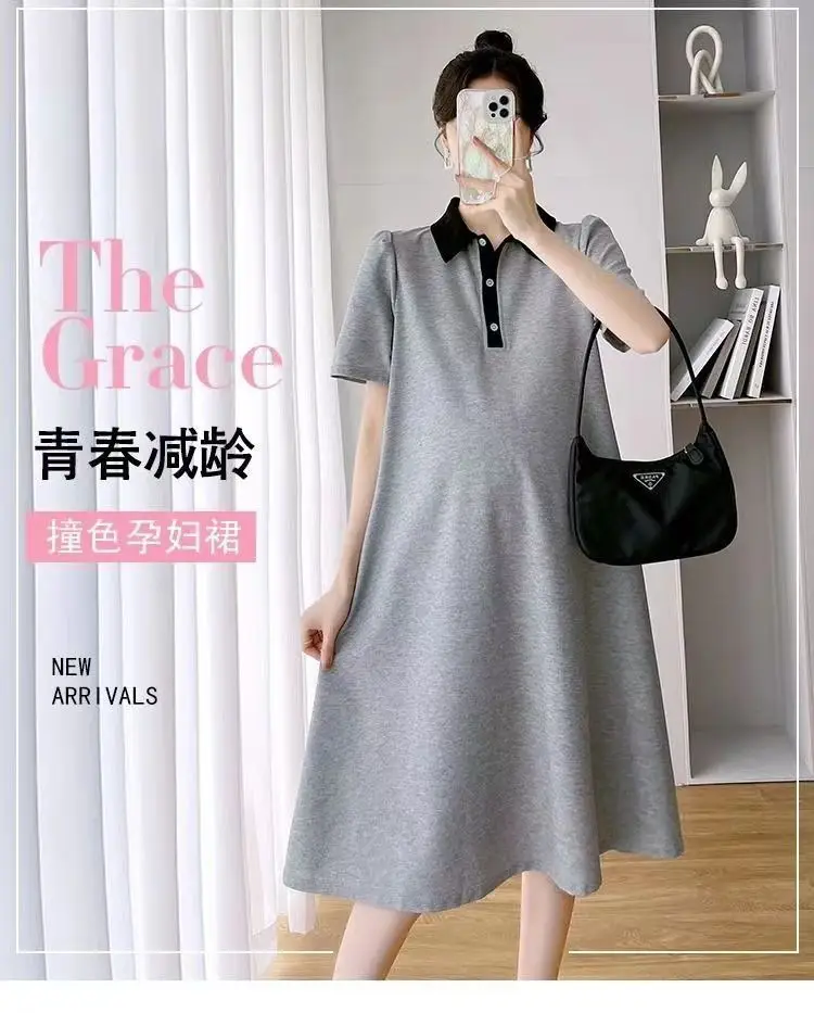 Pregnant Women Dress Short Sleeve Polo Skirt — feature 20