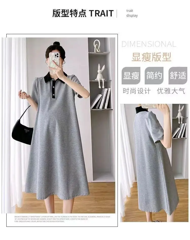 Pregnant Women Dress Short Sleeve Polo Skirt — feature 21