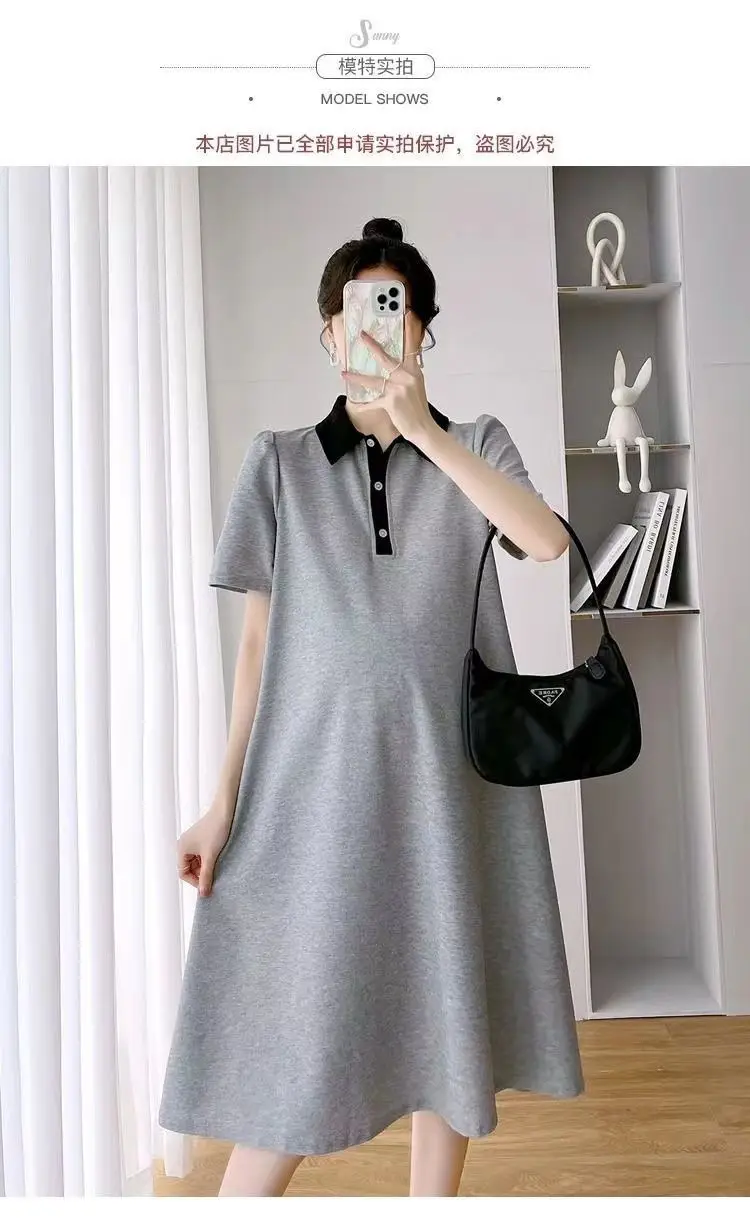 Pregnant Women Dress Short Sleeve Polo Skirt — feature 22