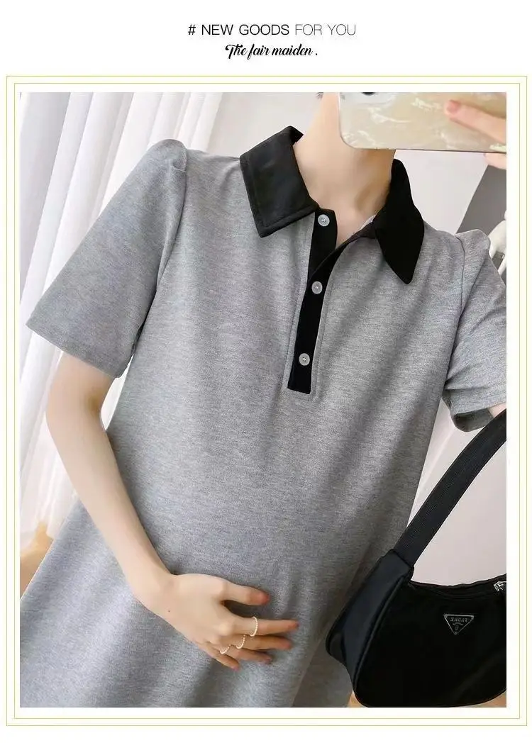 Pregnant Women Dress Short Sleeve Polo Skirt — feature 24