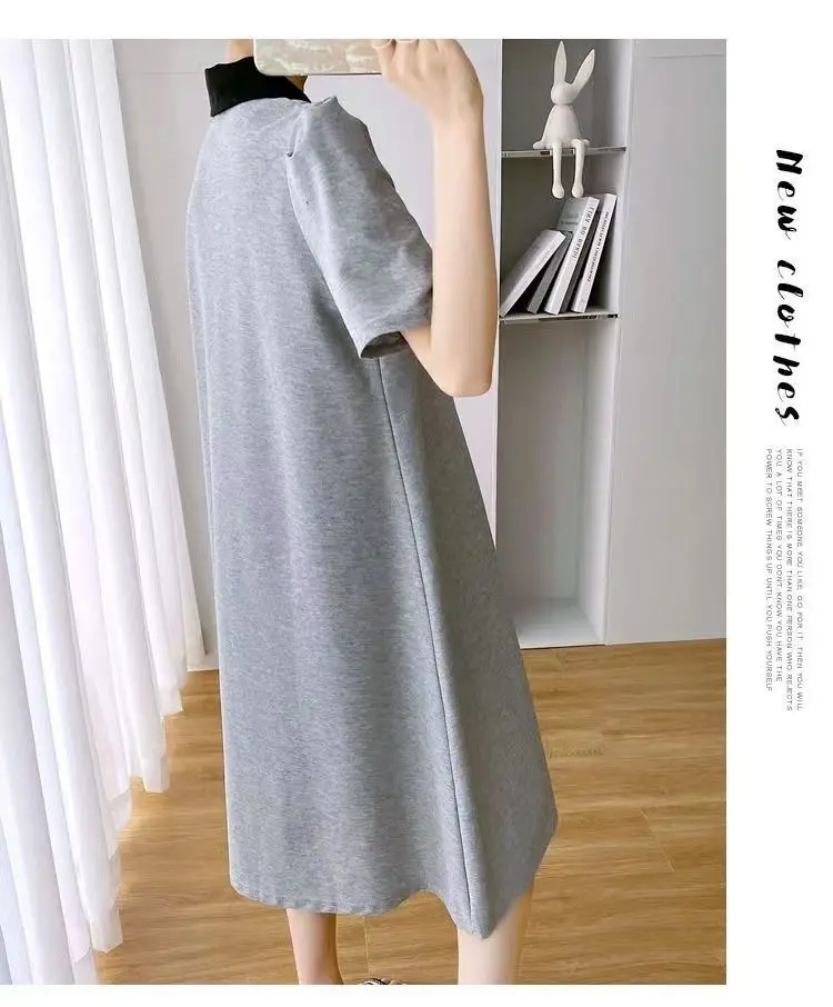 Pregnant Women Dress Short Sleeve Polo Skirt — feature 26