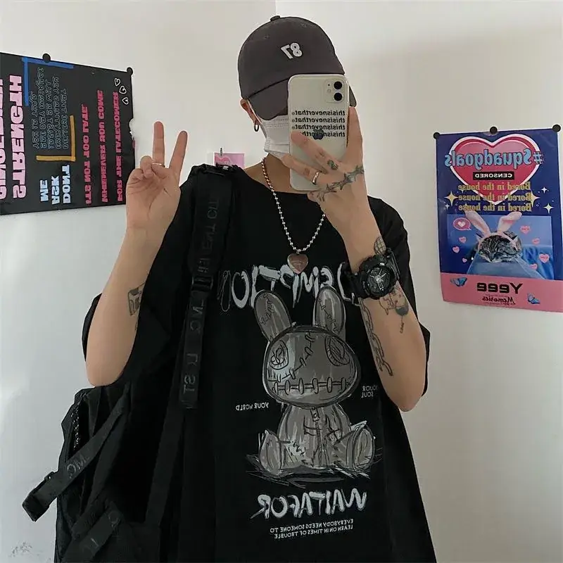 Men White Graphic T-Shirt Summer Hip Hop Style — feature 6