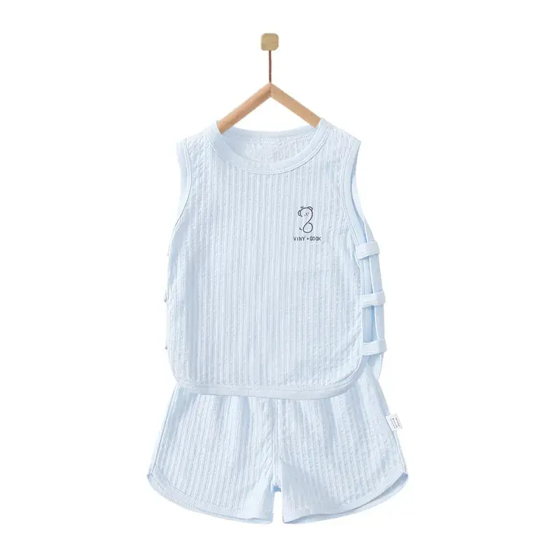 Baby Pipa Sleeveless Vest Shorts Set Light Green Cotton