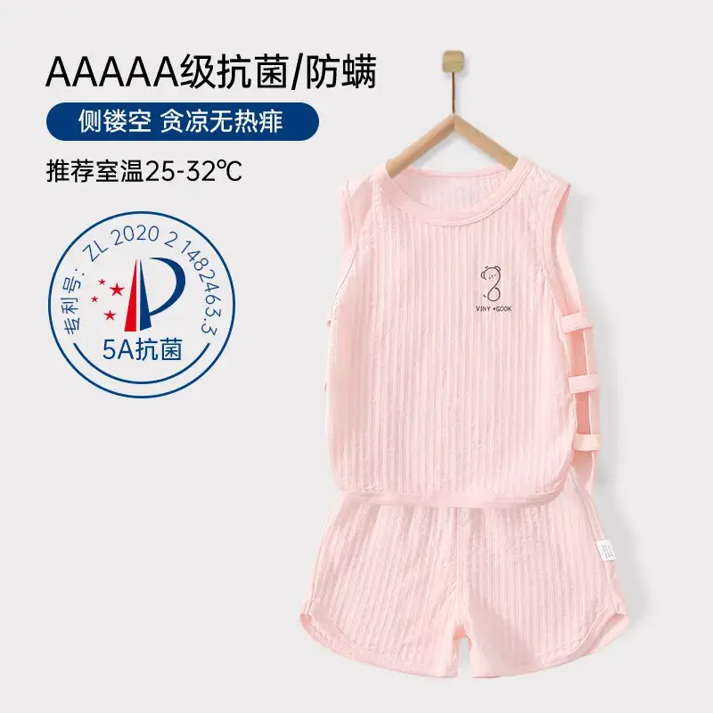 Baby Pipa Sleeveless Vest Shorts Set Light Green Cotton