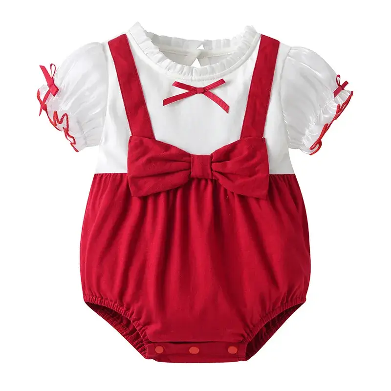 Red Bow Baby Romper for 1-Year-Olds - Image 2