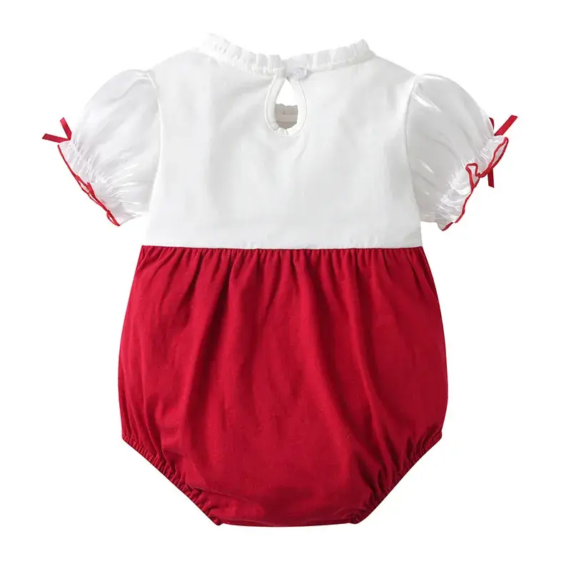 Red Bow Baby Romper for 1-Year-Olds - Image 3