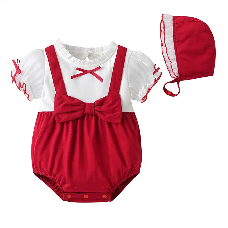 Red Bow Baby Romper for 1-Year-Olds - Image 5