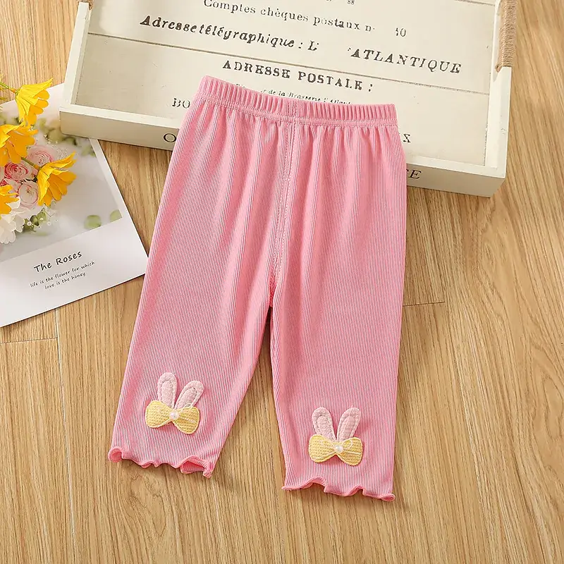 White Embroidered Baby Leggings for Girls Summer - Image 8