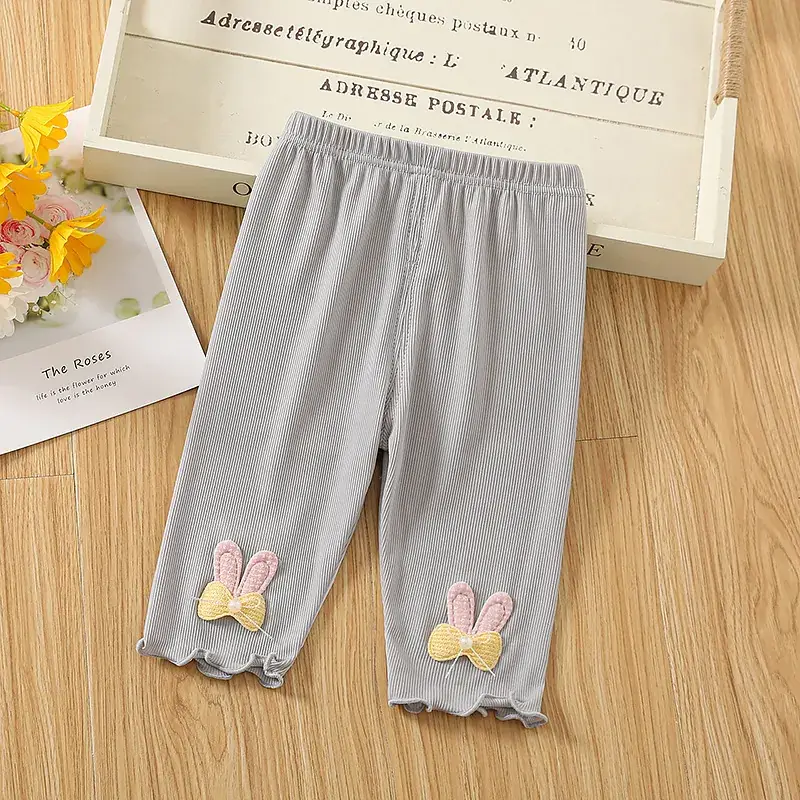 White Embroidered Baby Leggings for Girls Summer - Image 10