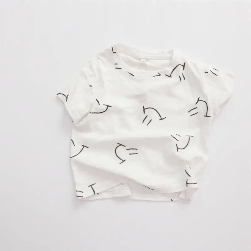 Kids Korean Short Sleeve T-Shirt Set with Plaid Pants