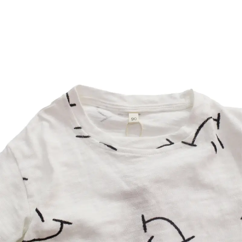 Kids Korean Short Sleeve T-Shirt Set with Plaid Pants