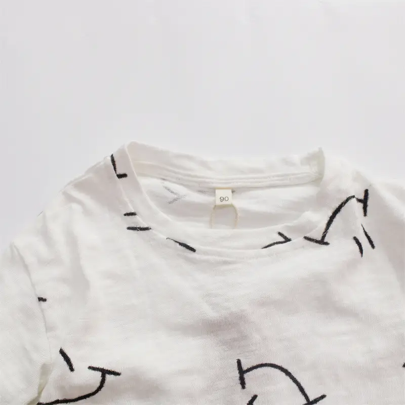 Kids Korean Short Sleeve T-Shirt Set with Plaid Pants — feature 9