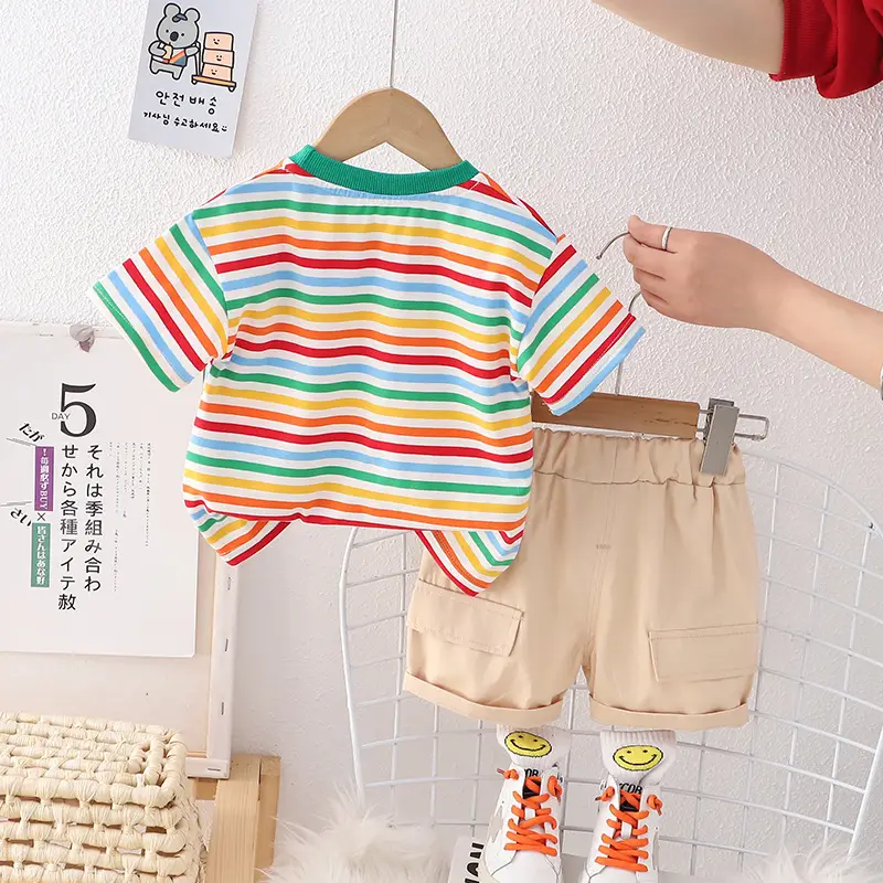 Men Women Striped Summer Suit Shorts Set