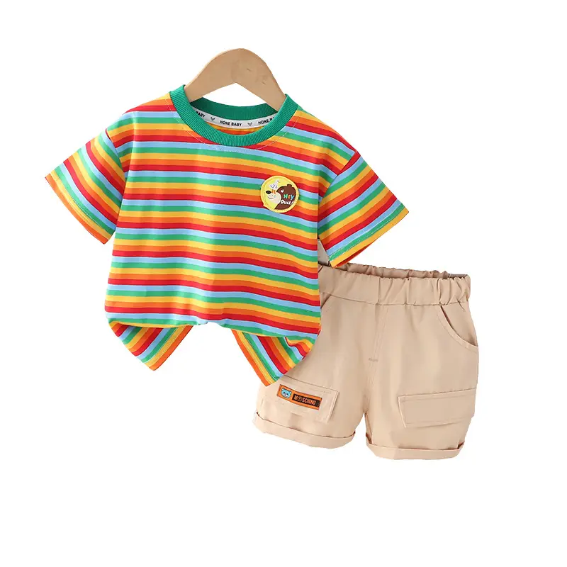 Men Women Striped Summer Suit Shorts Set