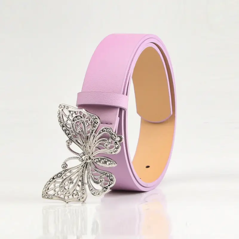 Women's Butterfly Rhinestone Belt White
