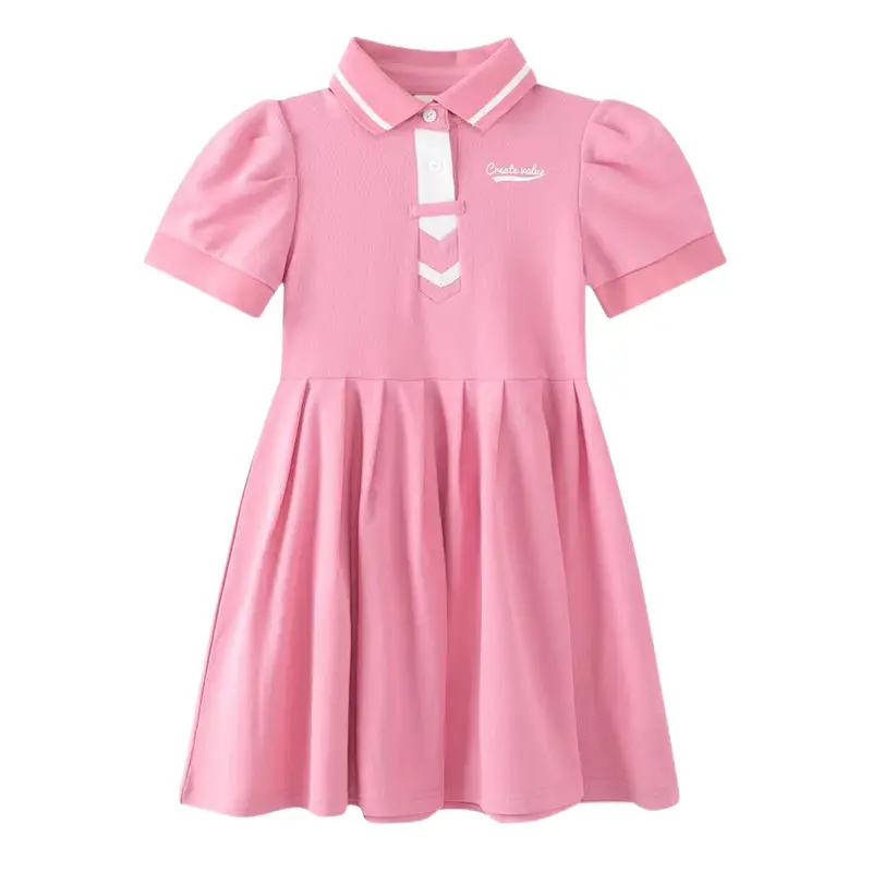 Children's New Short-sleeved dress Fashion Girls' Skirt Small Chanel Style Sweet Pleated Skirt Princess Skirt Children's Wear