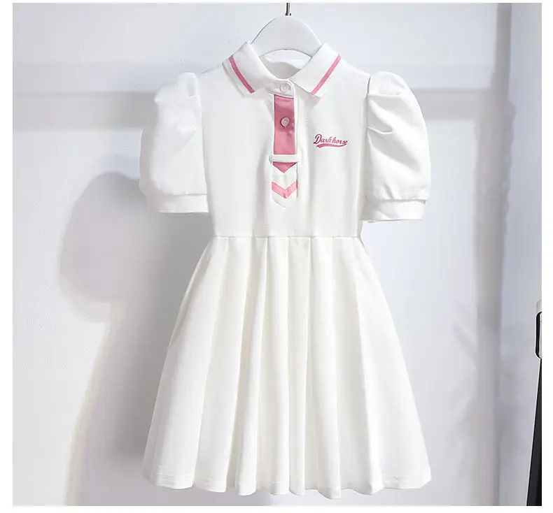 Children's New Short-sleeved dress Fashion Girls' Skirt Small Chanel Style Sweet Pleated Skirt Princess Skirt Children's Wear — feature 4