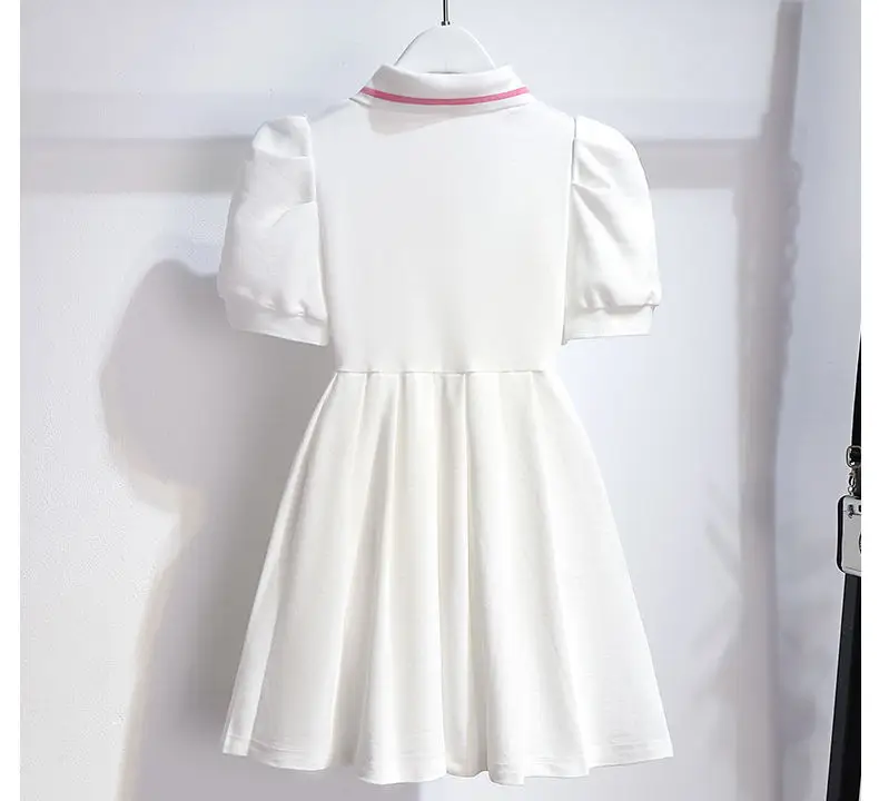 Children's New Short-sleeved dress Fashion Girls' Skirt Small Chanel Style Sweet Pleated Skirt Princess Skirt Children's Wear — feature 5