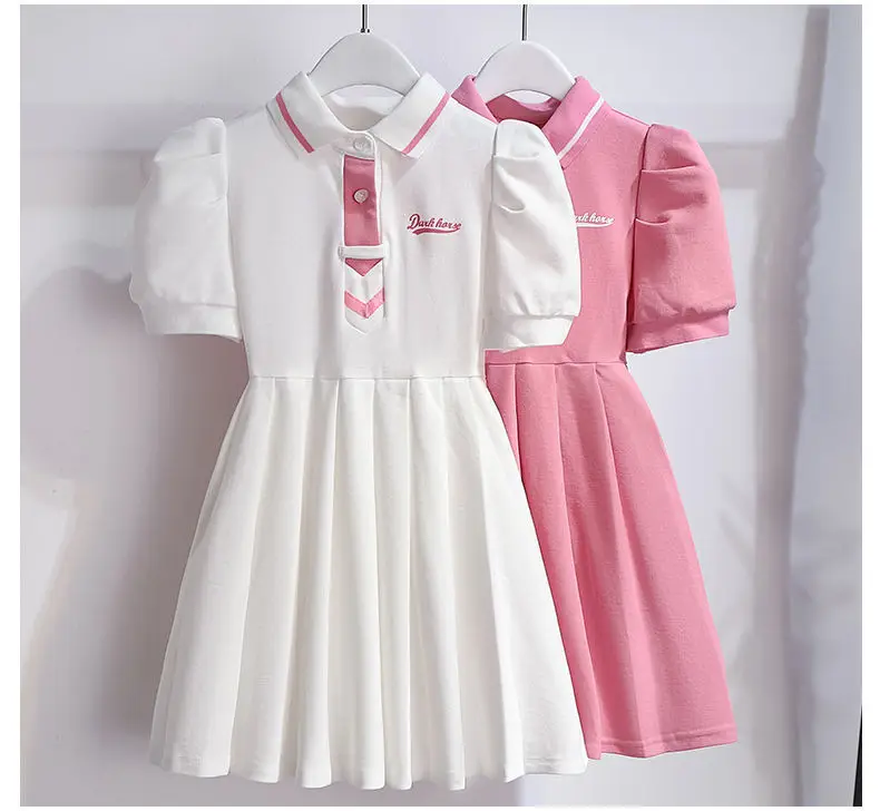 Children's New Short-sleeved dress Fashion Girls' Skirt Small Chanel Style Sweet Pleated Skirt Princess Skirt Children's Wear — feature 9