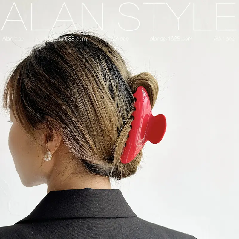 Women's Acetic Acid Hair Clips Solid Red Summer - Image 5