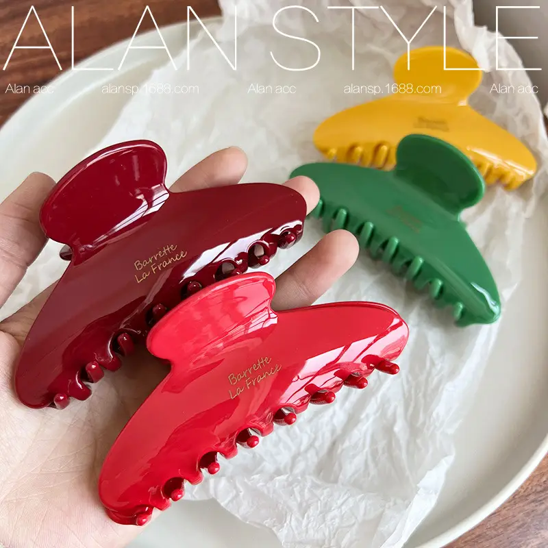 Women's Acetic Acid Hair Clips Solid Red Summer - Image 6
