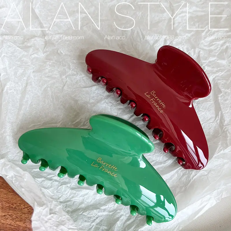Women's Acetic Acid Hair Clips Solid Red Summer - Image 7