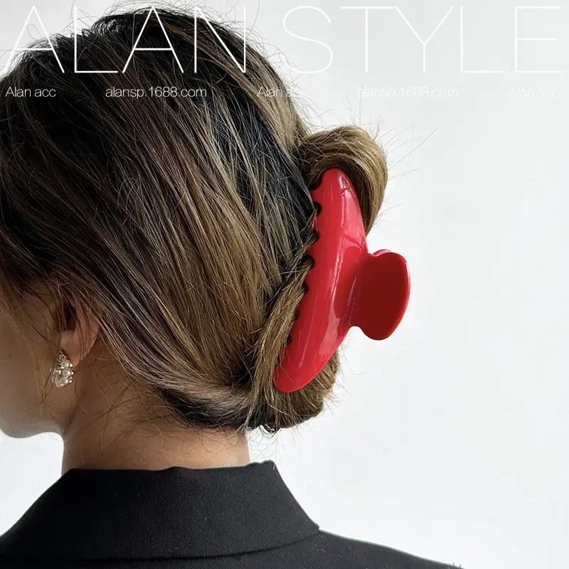 Women's Acetic Acid Hair Clips Solid Red Summer — feature 2