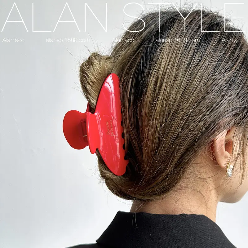 Women's Acetic Acid Hair Clips Solid Red Summer — feature 3